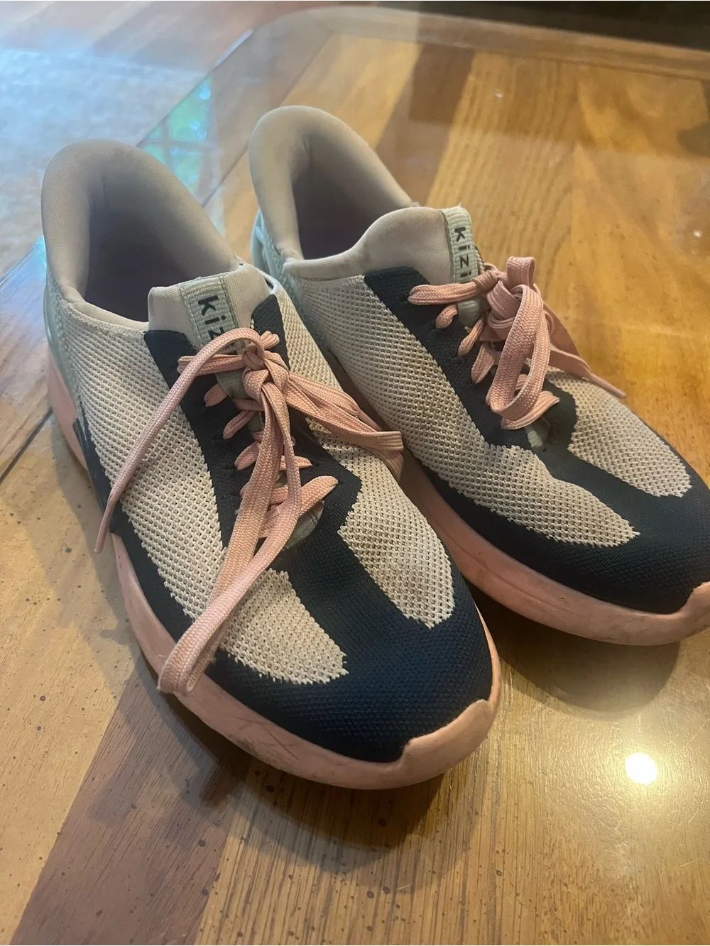 Kizik Women’s Pink and Black Knit Slip-On Sneakers